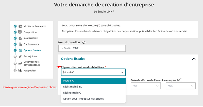 Votre démarche de création d&#x27;entreprise - options fiscales