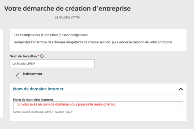 Votre démarche de création d&#x27;entreprise - nom de domaine