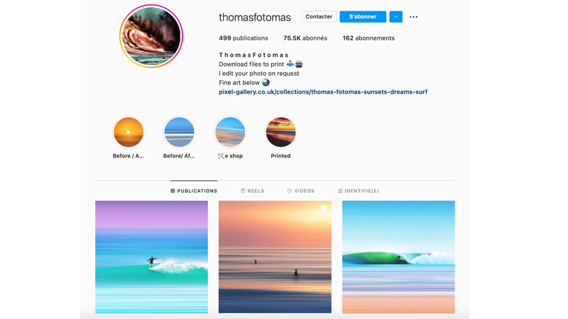 Le profil Instagram de Thomas Pitois