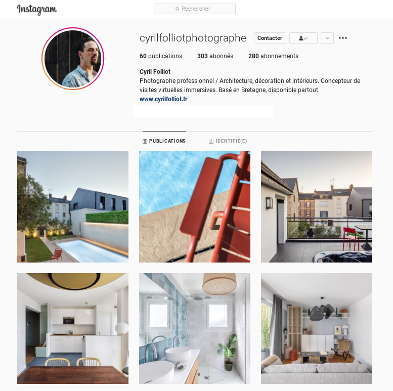 Le profil Instagram de Cyril Folliot